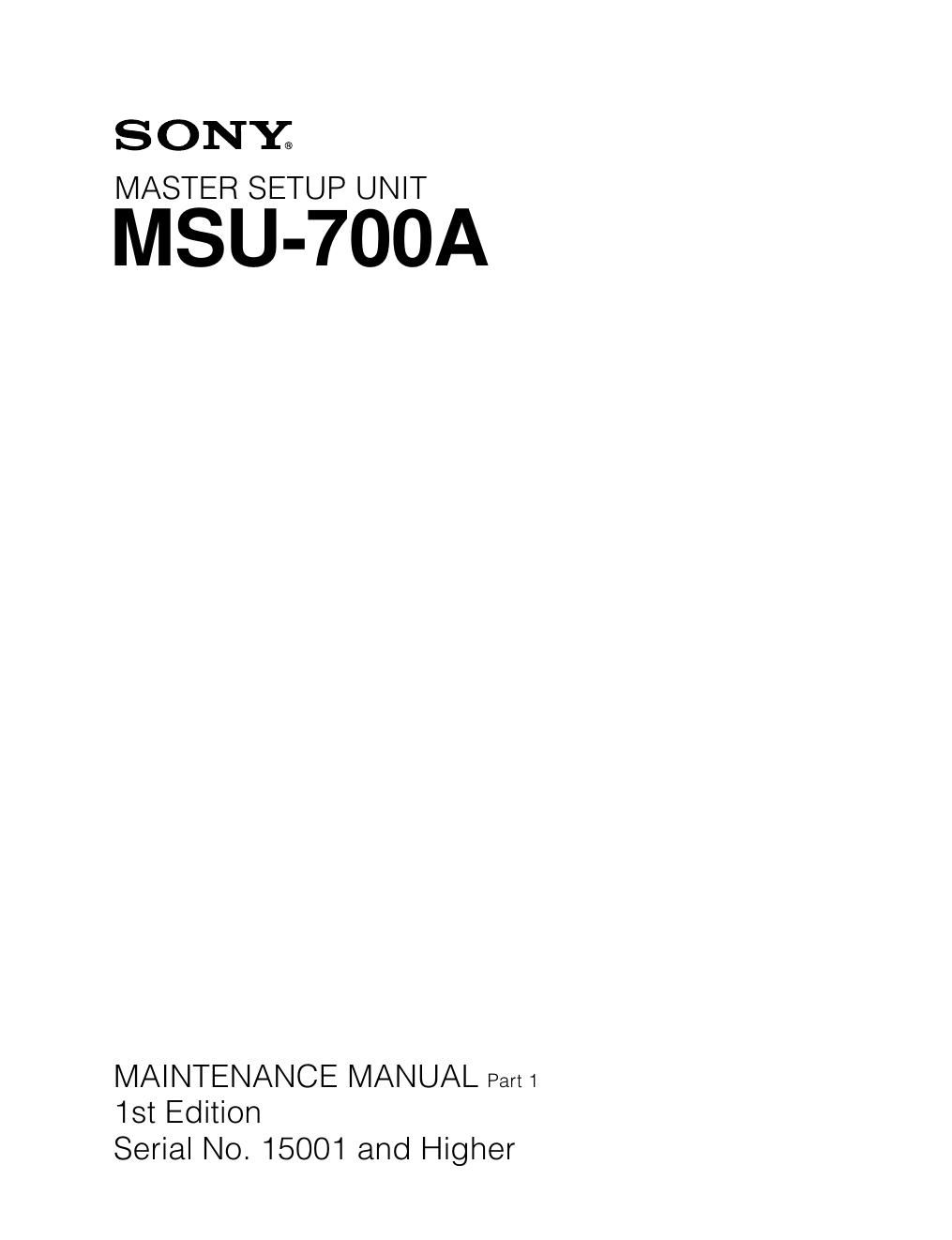 sony msu 700 a service manual