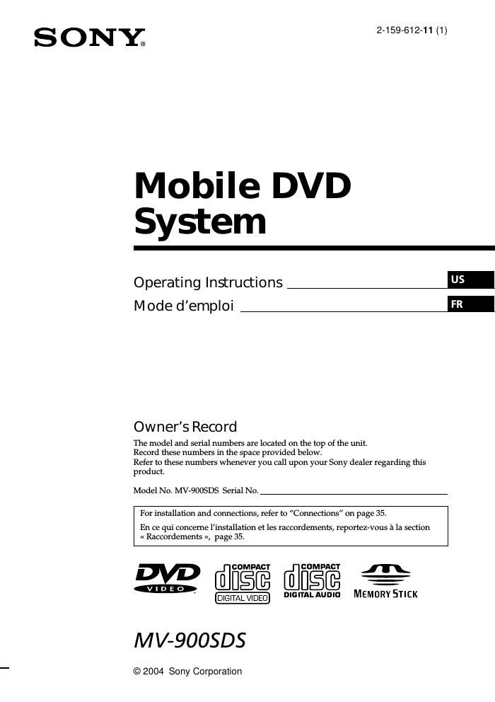 sony mv 900 sds owners manual