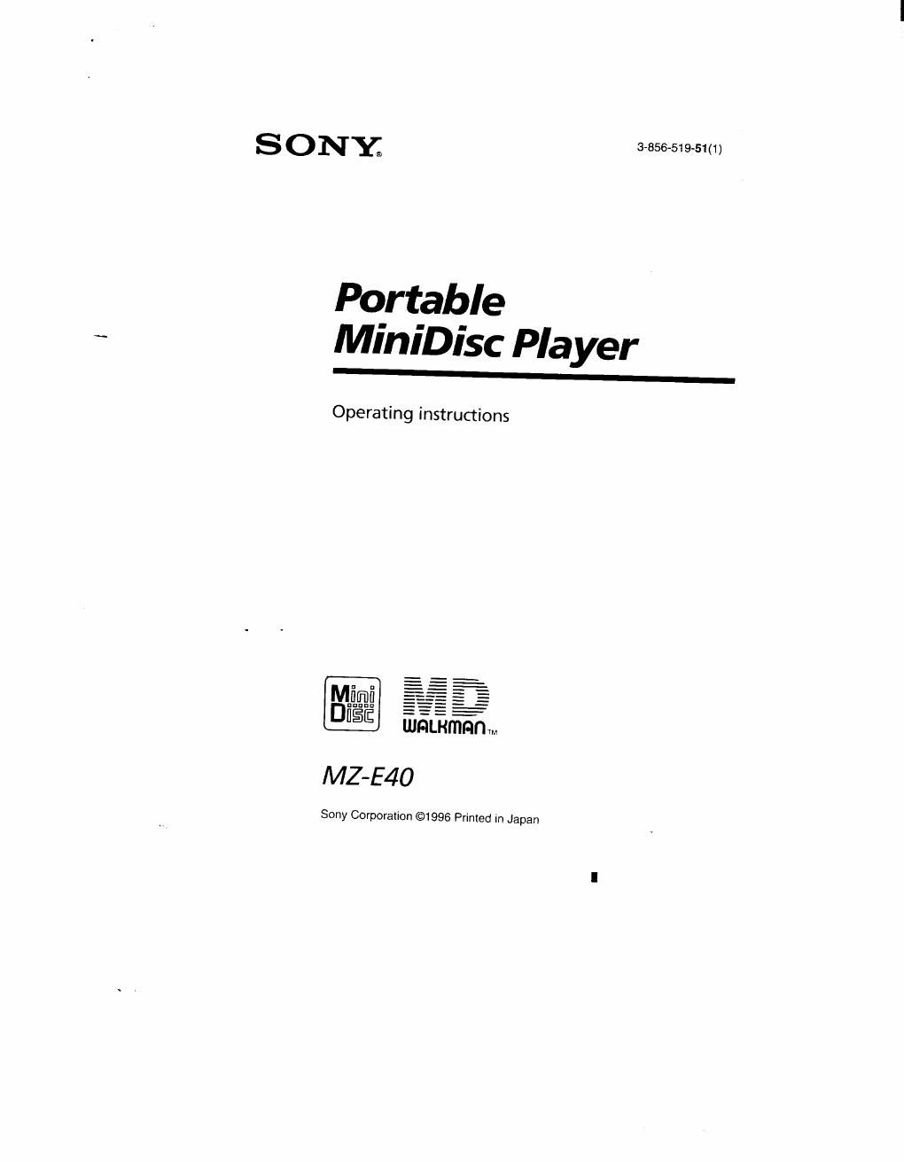 sony mz e 40 owners manual