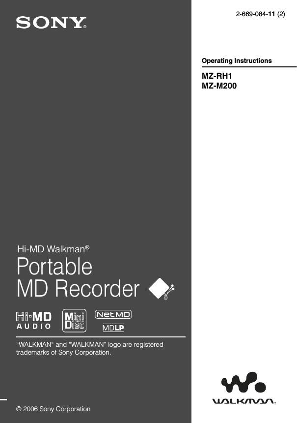 sony mz m 200 owners manual