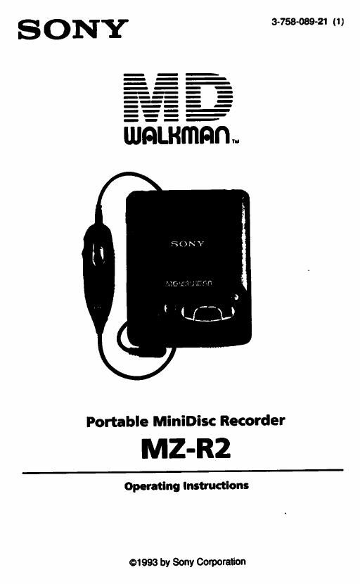 sony mz r 2 owners manual