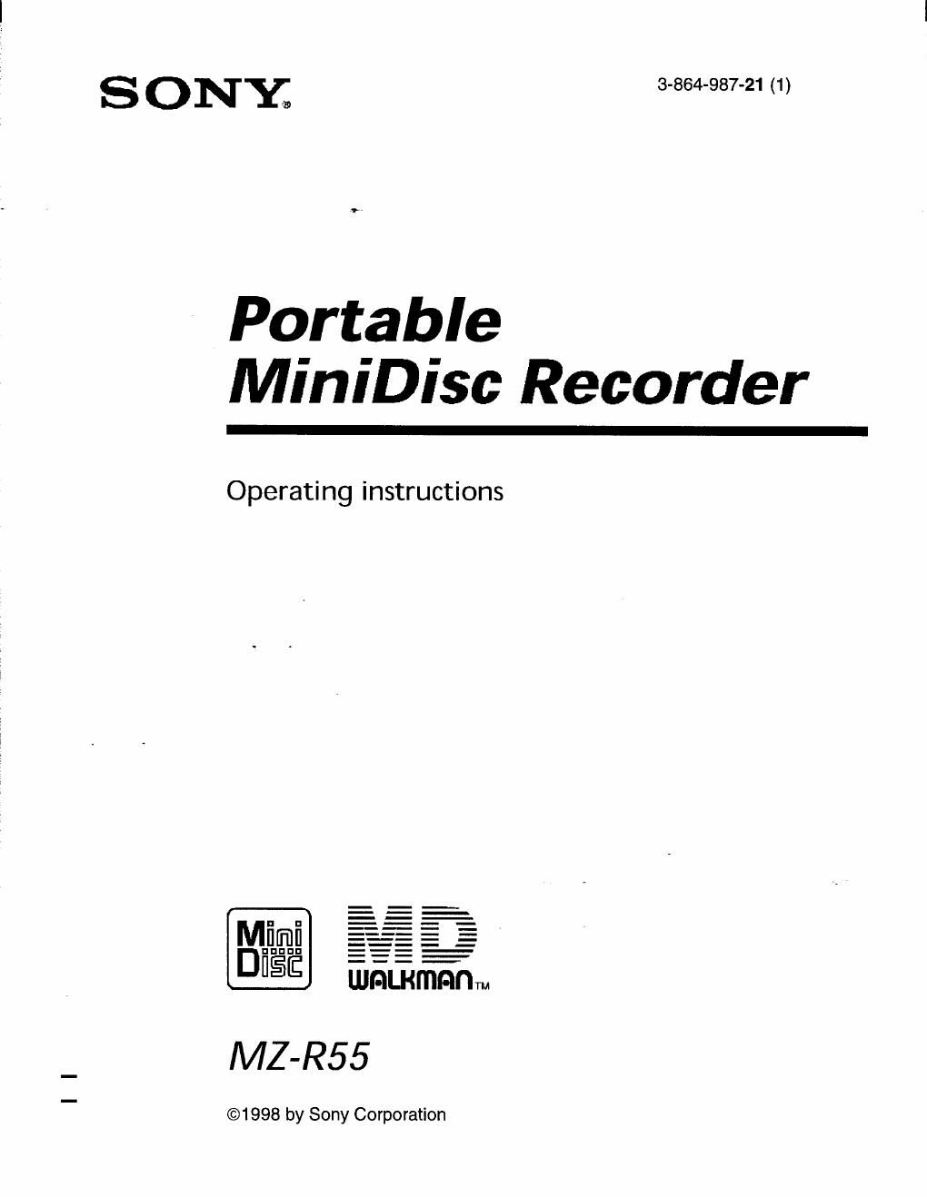 sony mz r 55 owners manual