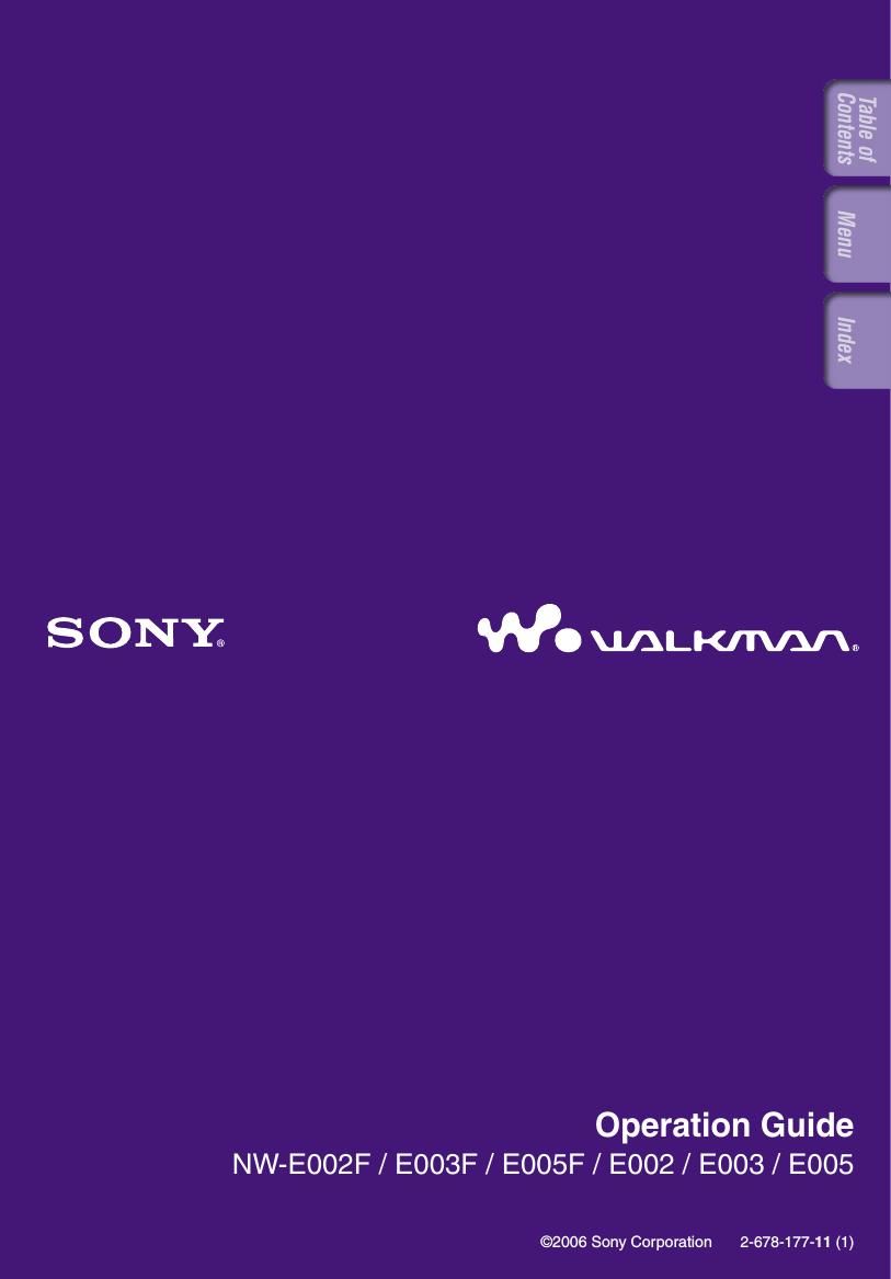 sony nw e 002 f owners manual