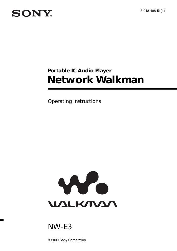 sony nw e 3 owners manual