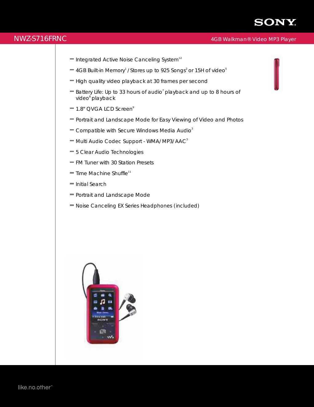 sony nwz s 716 frnc owners manual