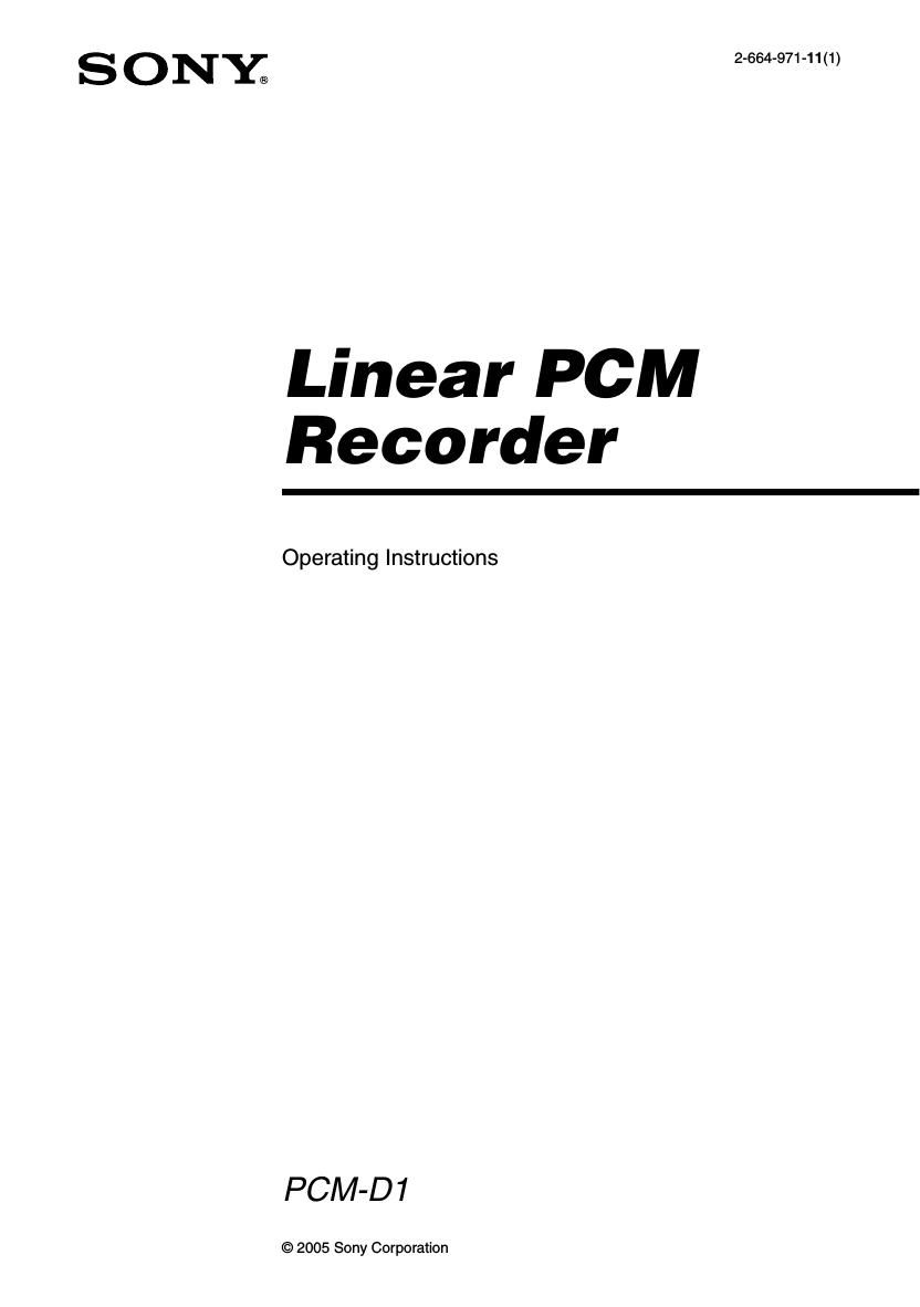 sony pcm d 1 owners manual