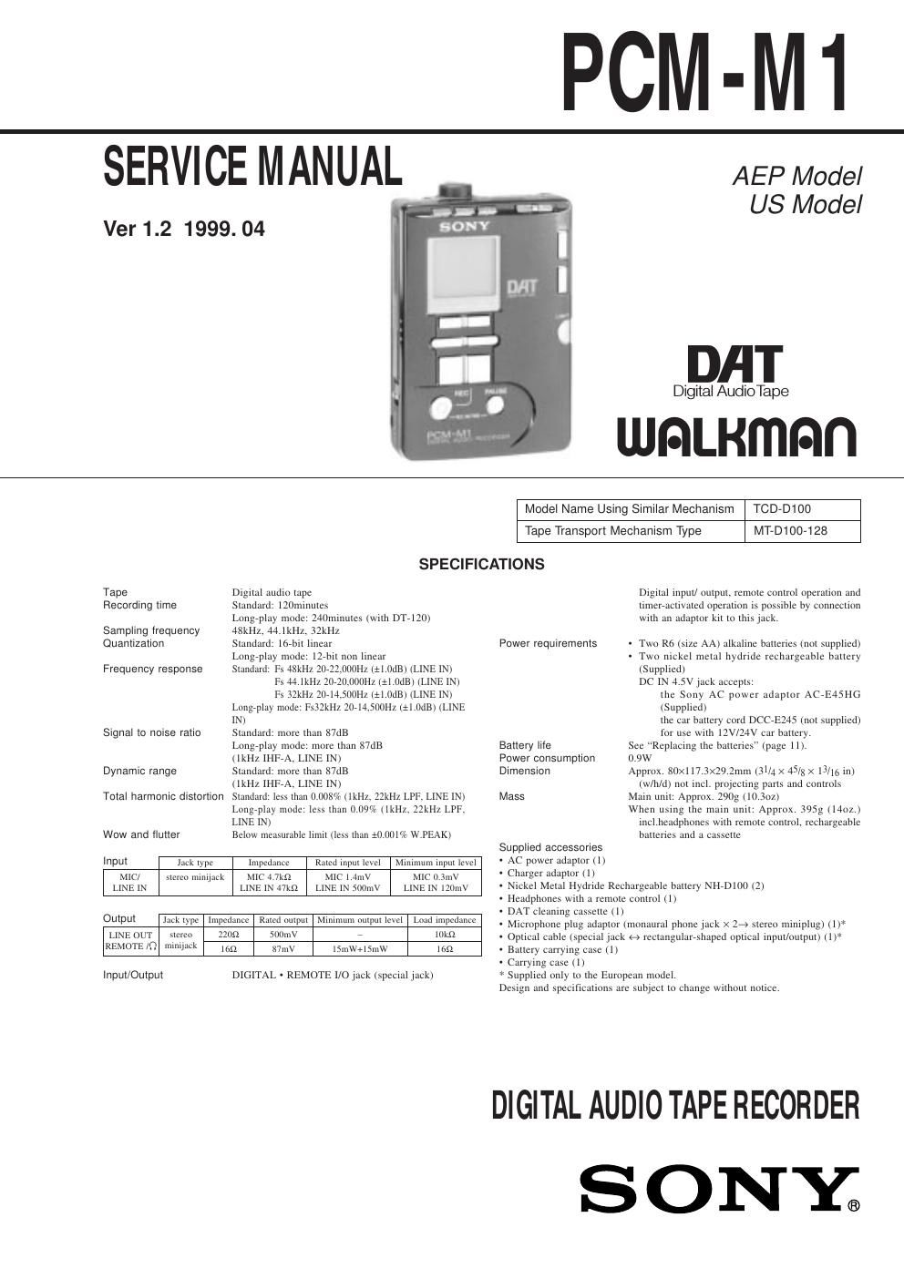 sony pcm m 1 service manual