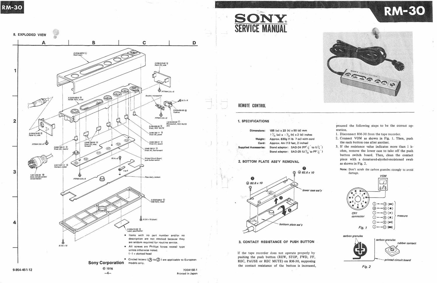 sony rm 30 service manual