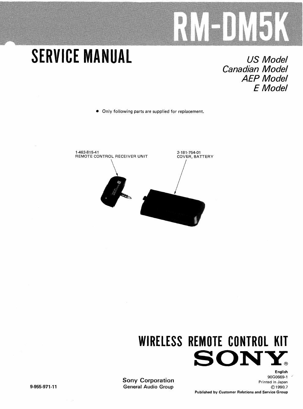 sony rm dm 5 k service manual