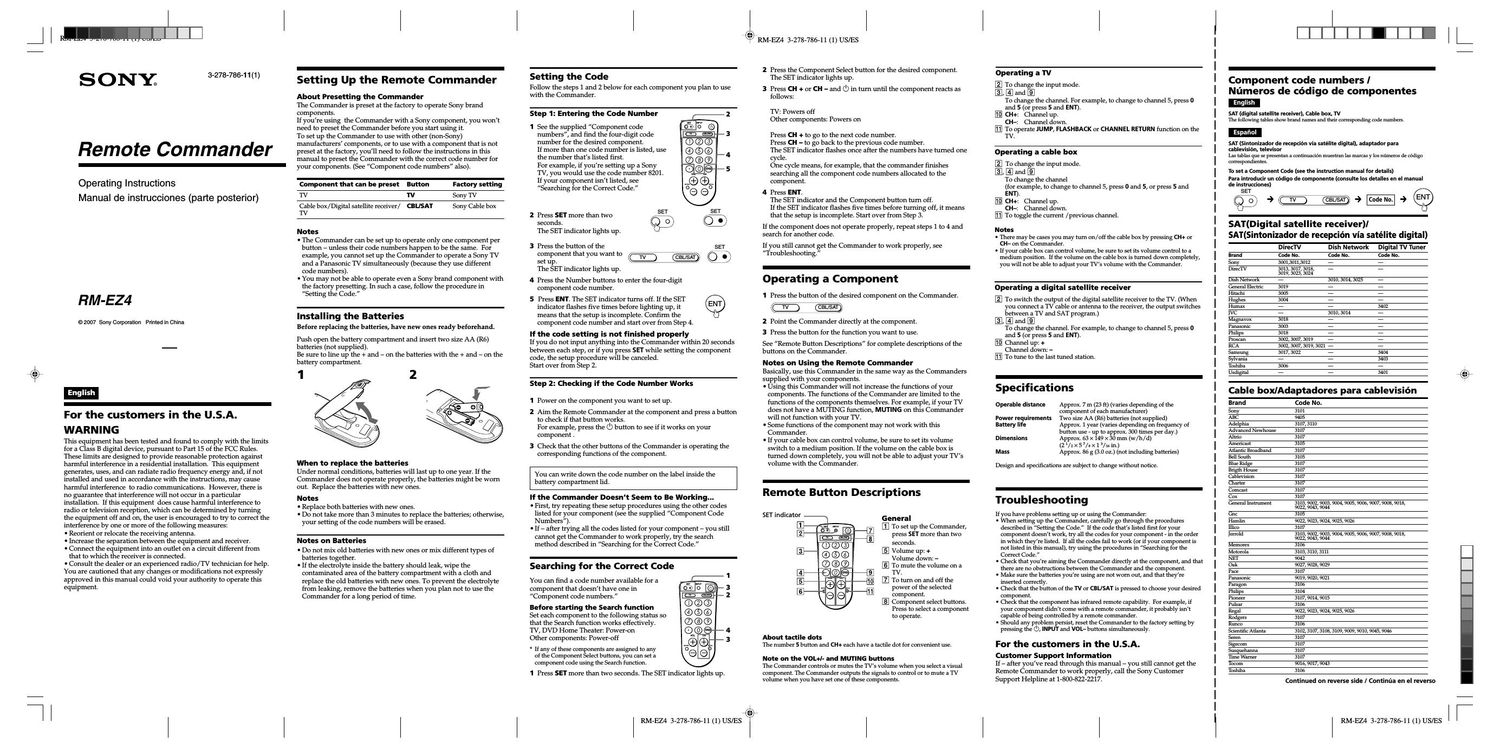 sony rm ez 4 owners manual