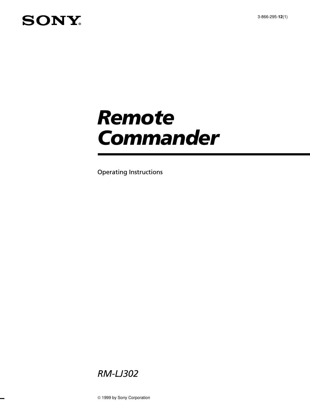 sony rm lj 302 owners manual