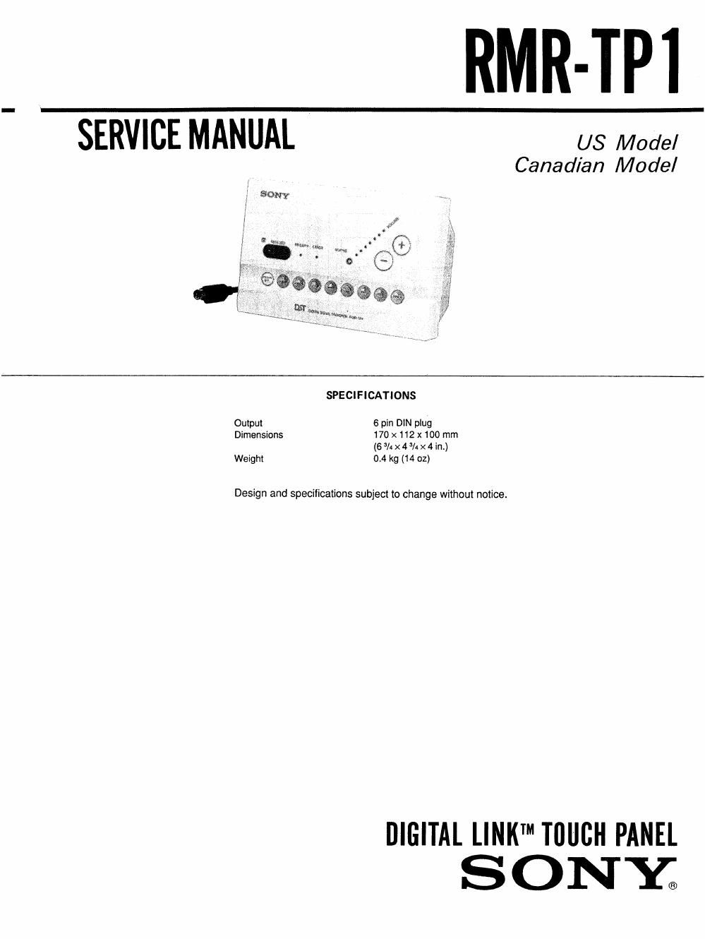sony rm rtp 1 service manual