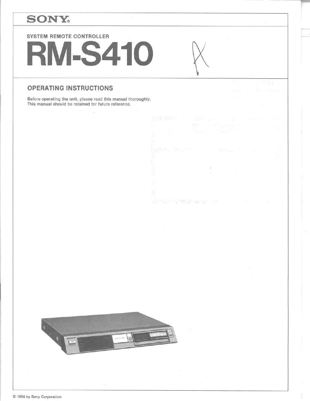 sony rm s 410 owners manual