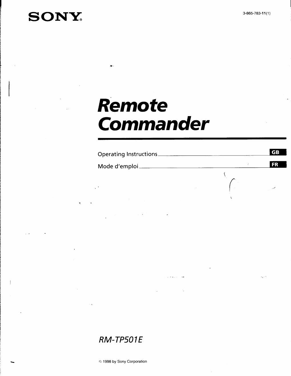 sony rm tp 501 e owners manual