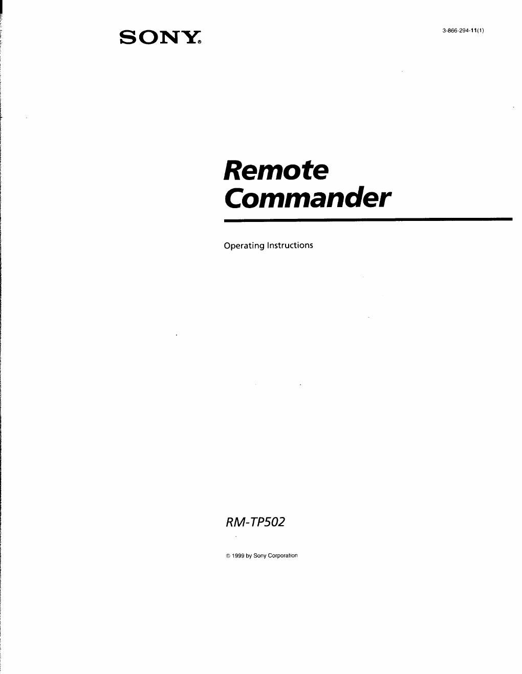 sony rm tp 502 owners manual
