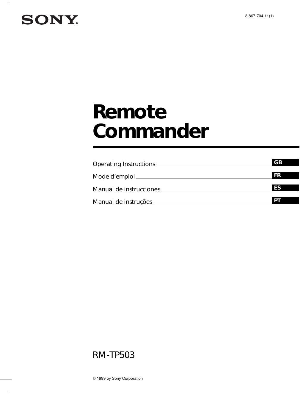 sony rm tp 503 owners manual