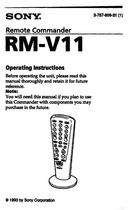 sony rm v 11 owners manual