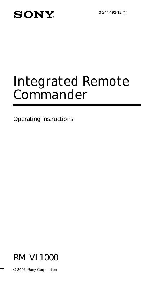 sony rm vl 1000 owners manual