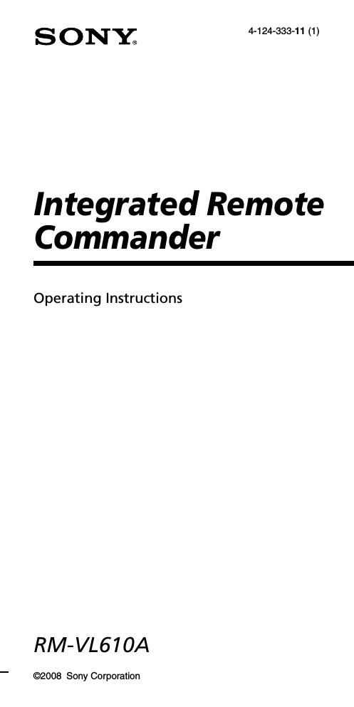 sony rm vl 610 a owners manual