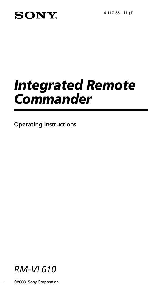 sony rm vl 610 owners manual