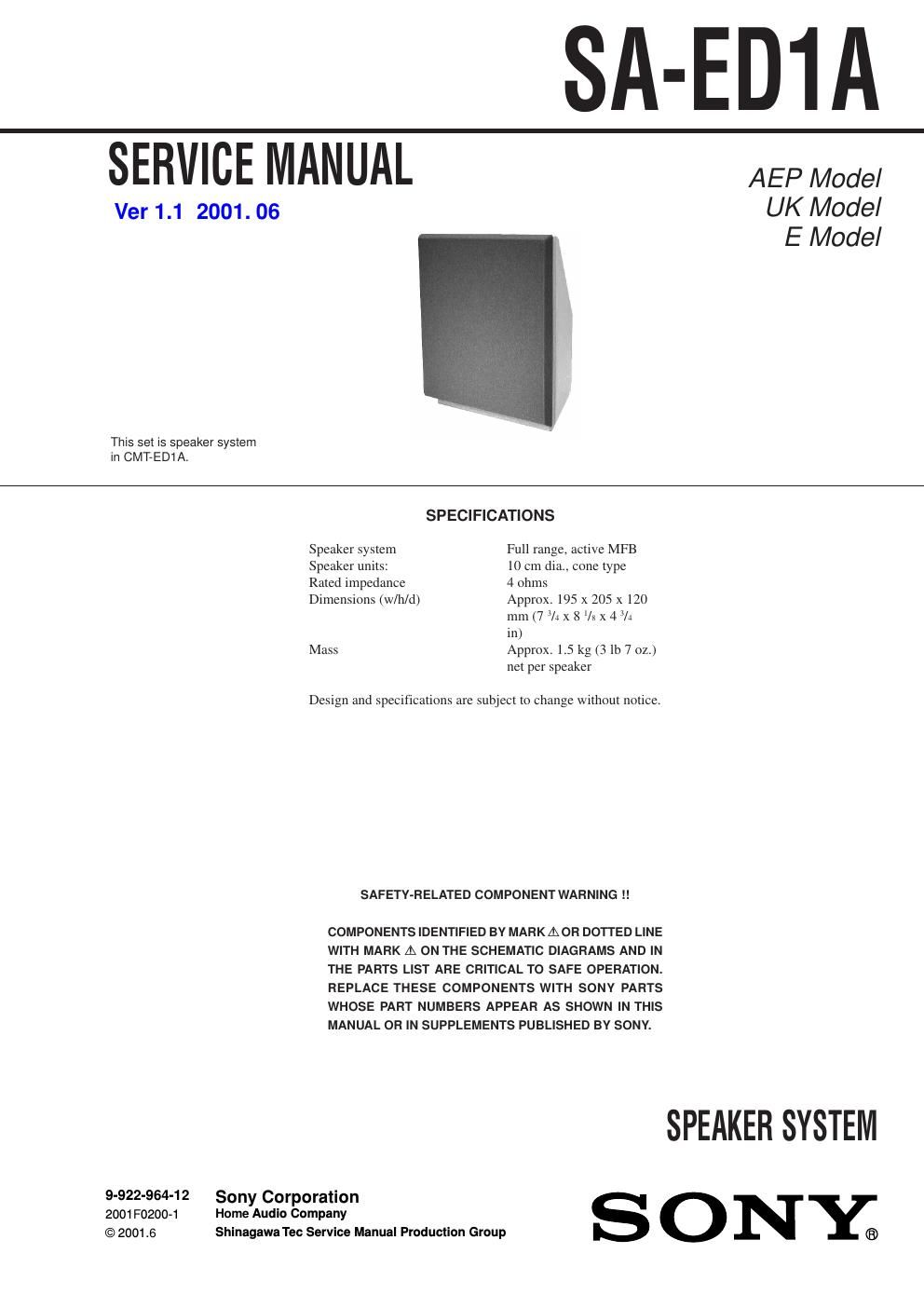 sony sa ed 1 a service manual