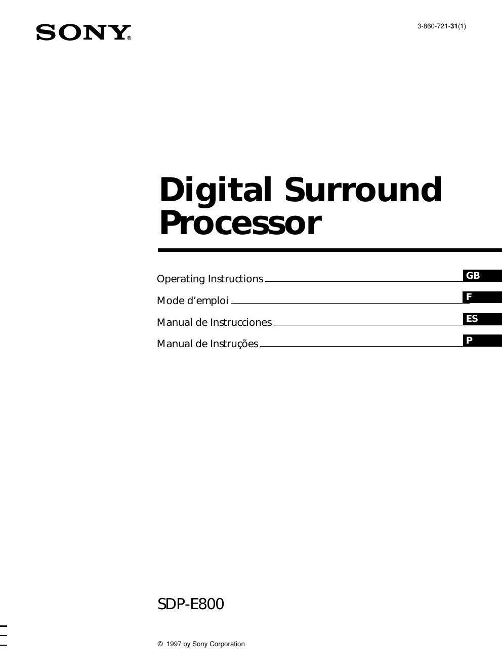 sony sdp e 800 owners manual