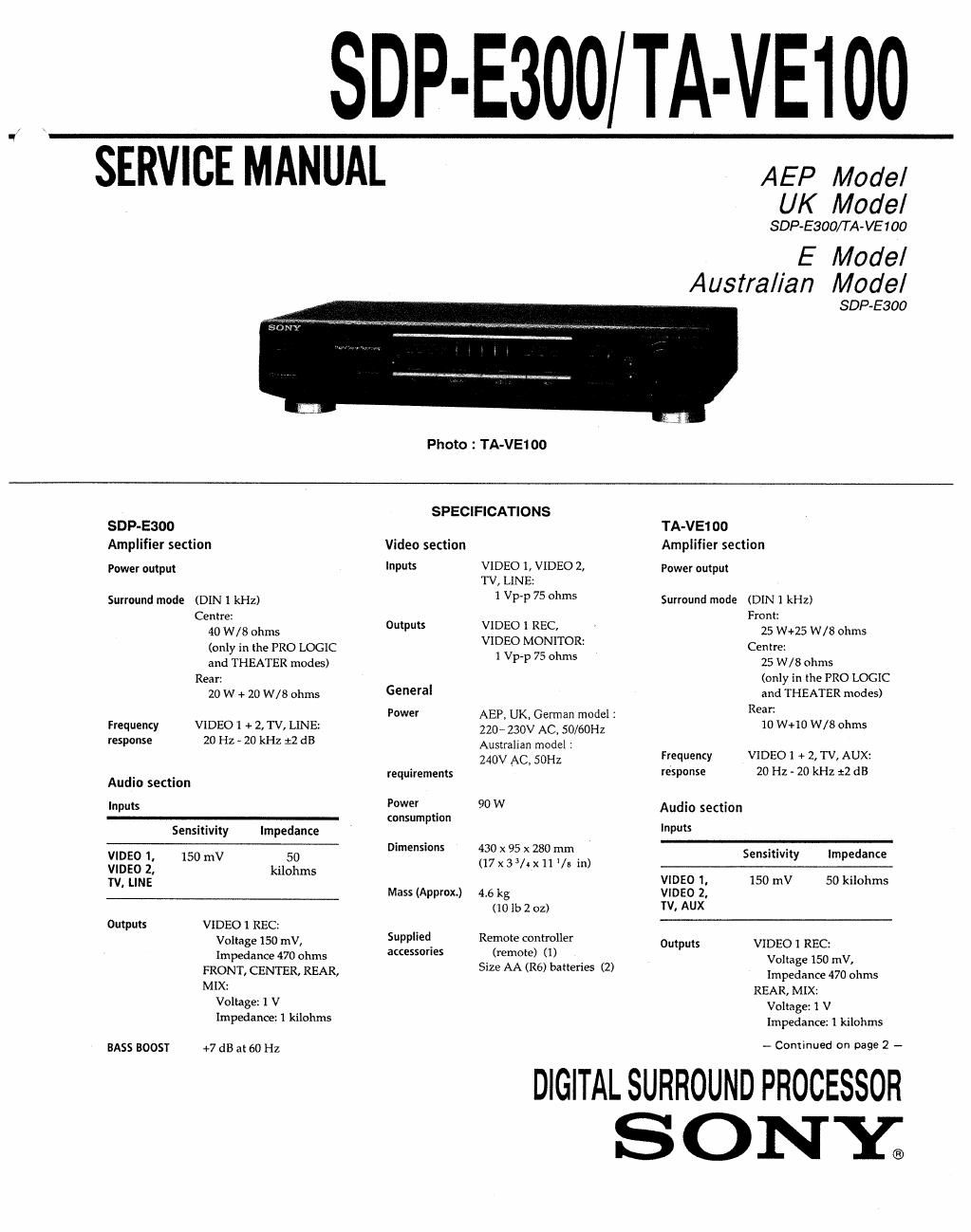 sony sdp ep 300 service manual