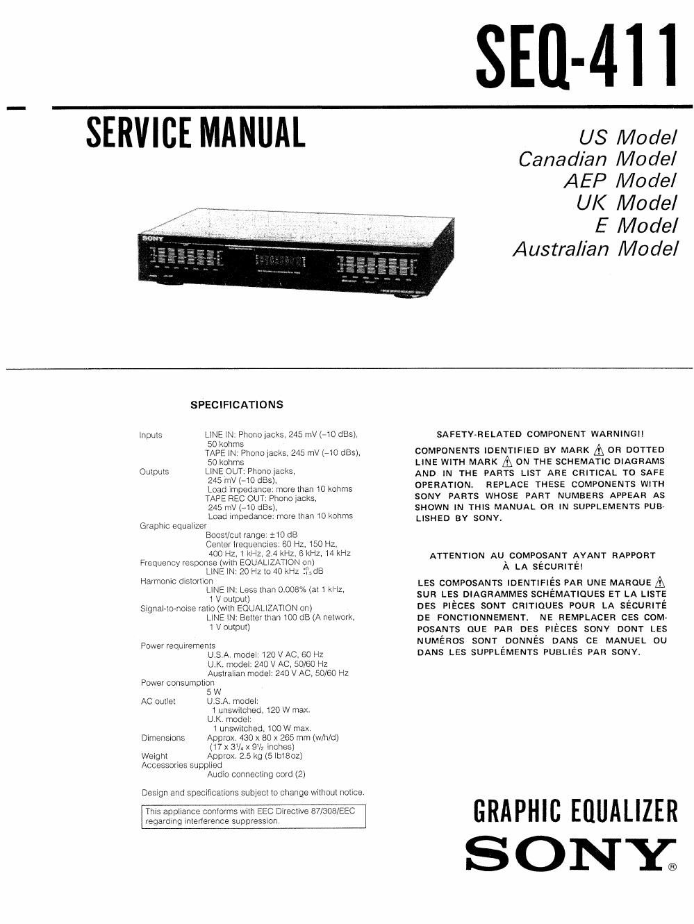 sony seq 411 service manual