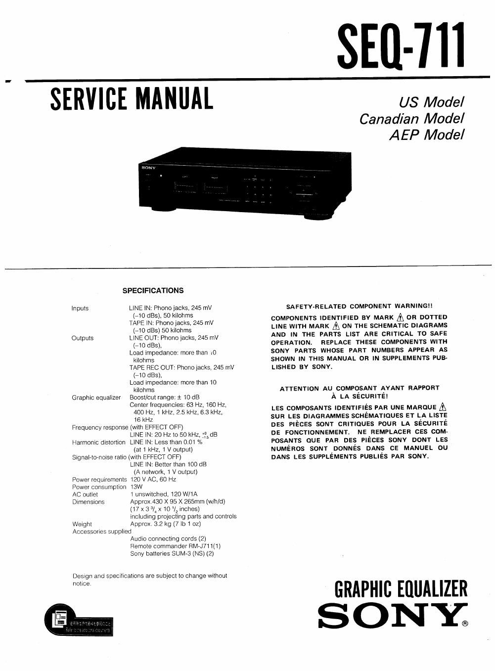 sony seq 711 service manual