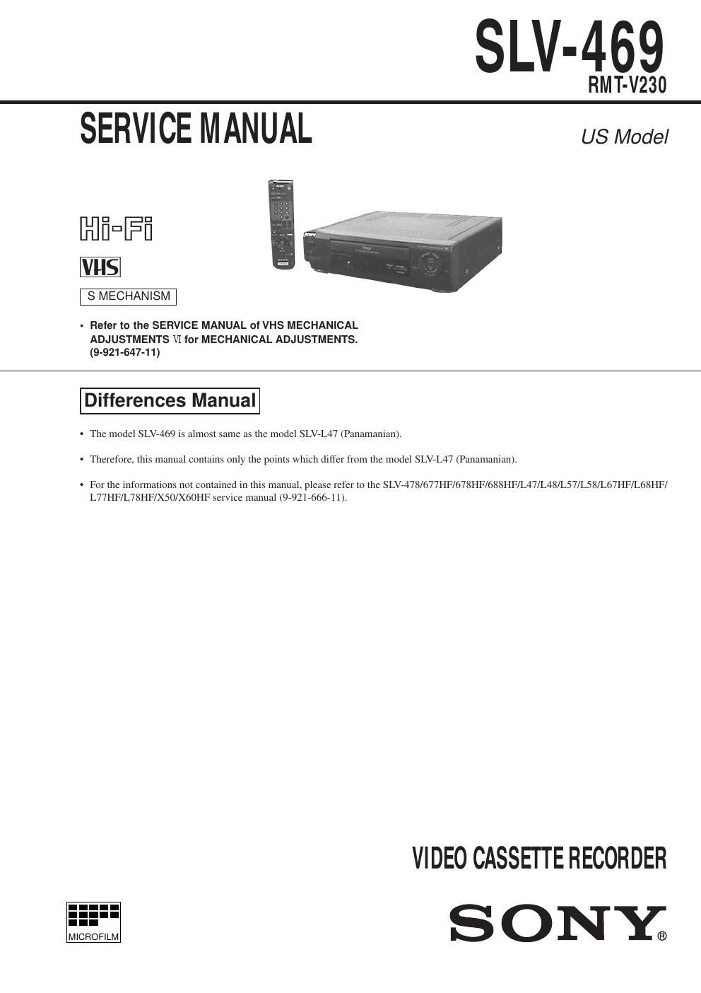 sony slv 469 service manual