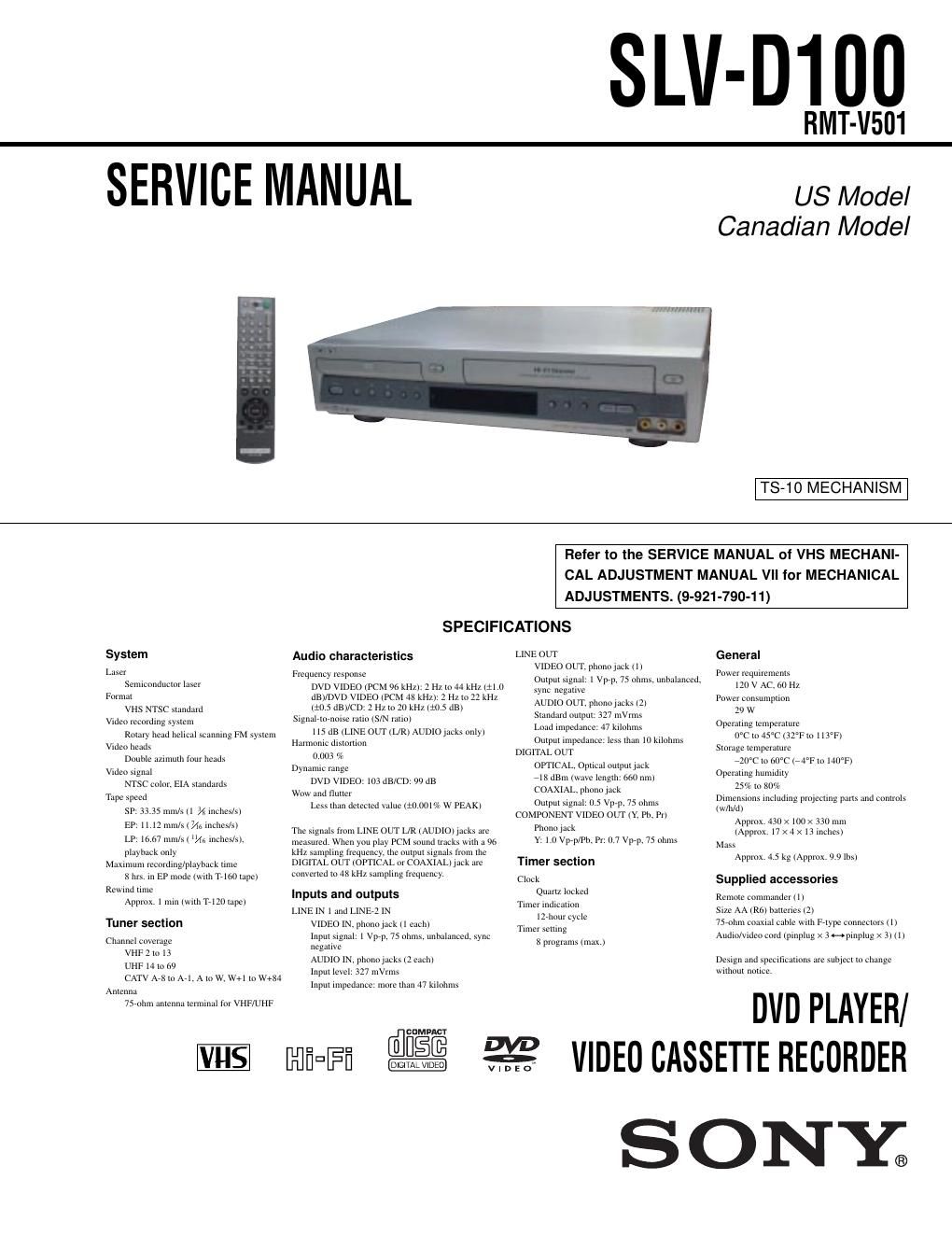 sony slv d 100 service manual