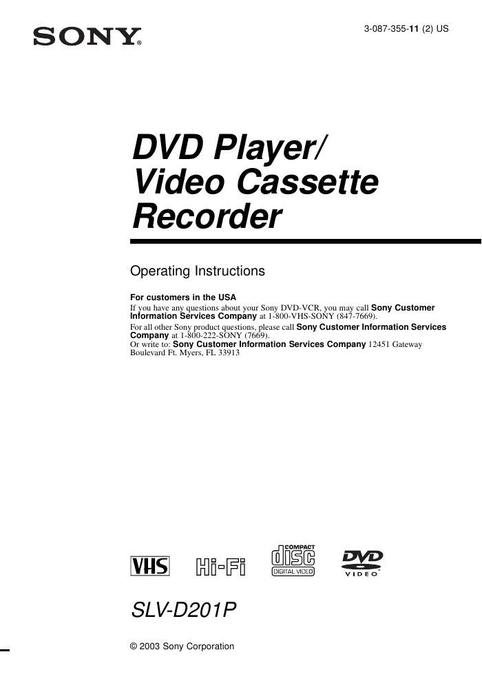 sony slv d 201 p owners manual