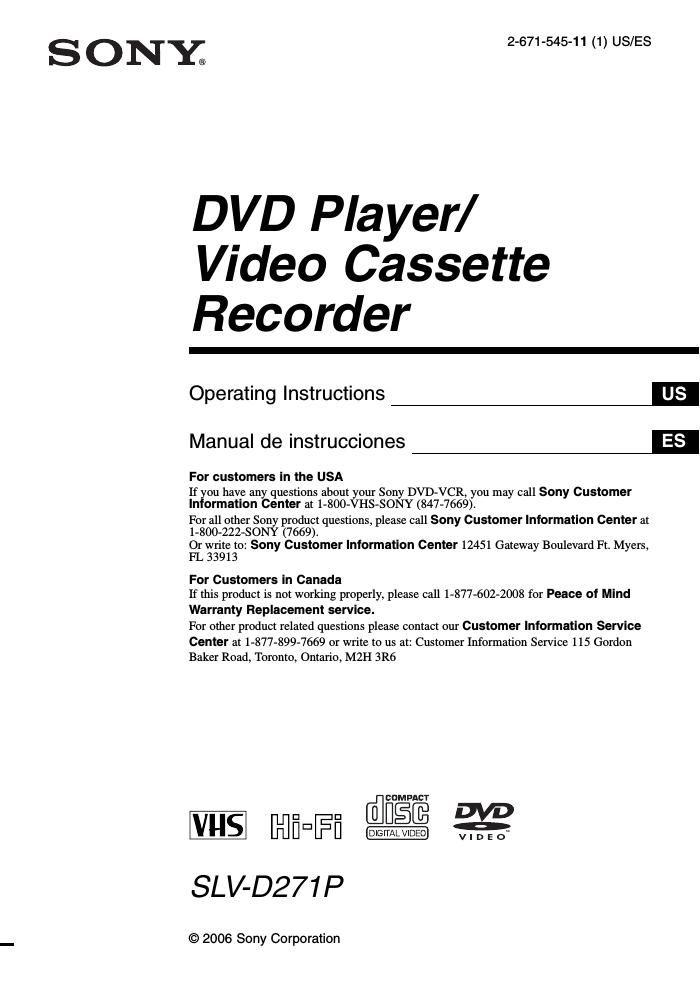sony slv d 271 p owners manual