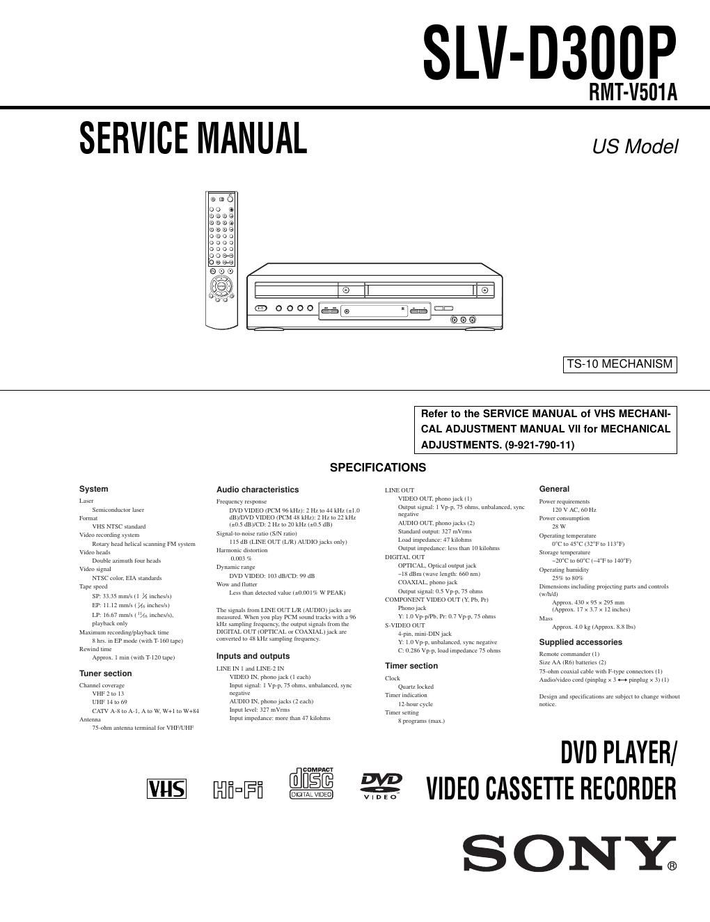 sony slv d 300 p service manual