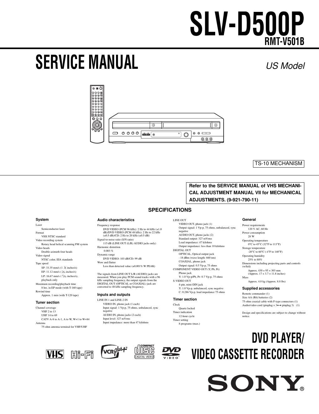 sony slv d 500 p service manual
