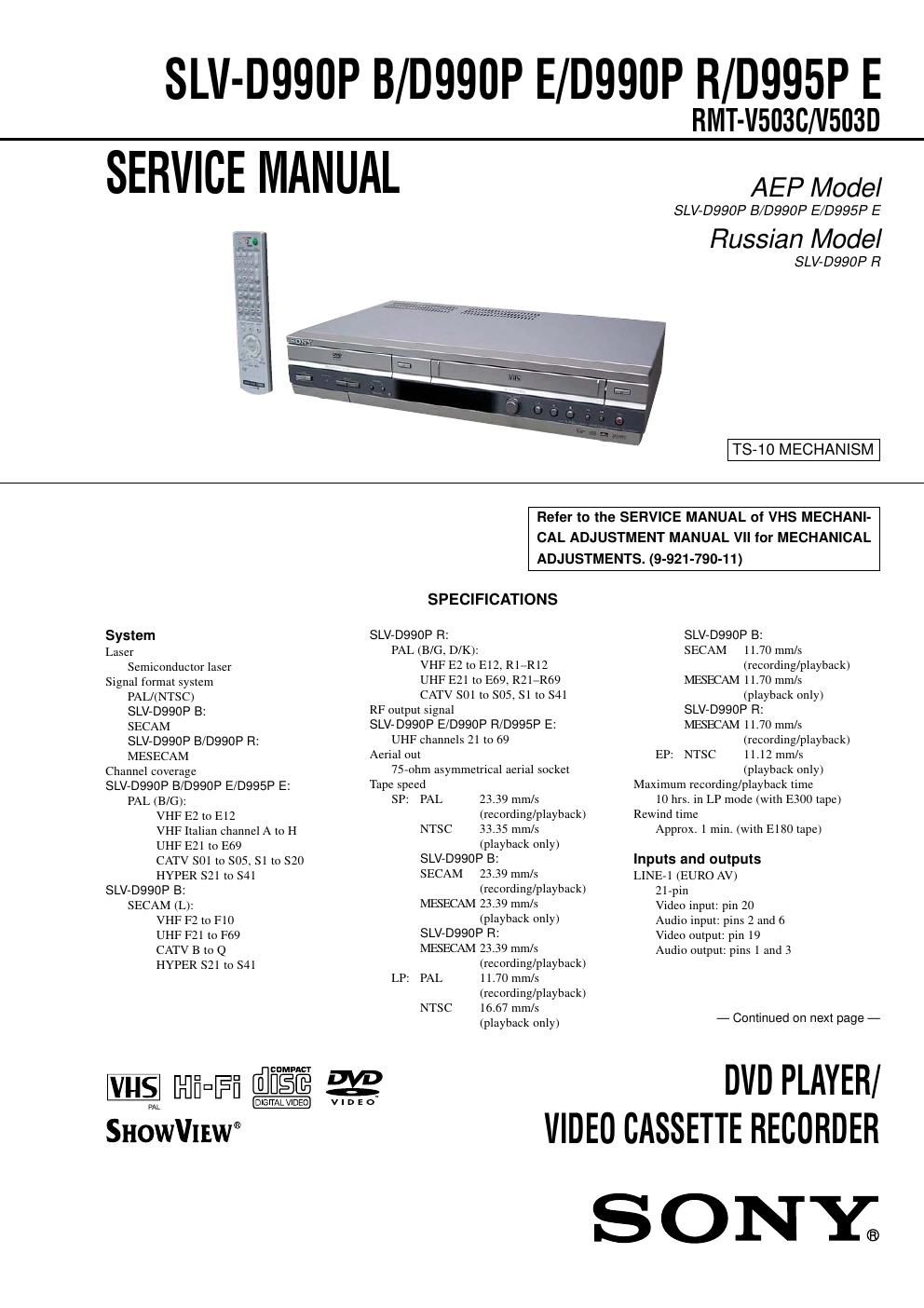 sony slv d 990 p service manual