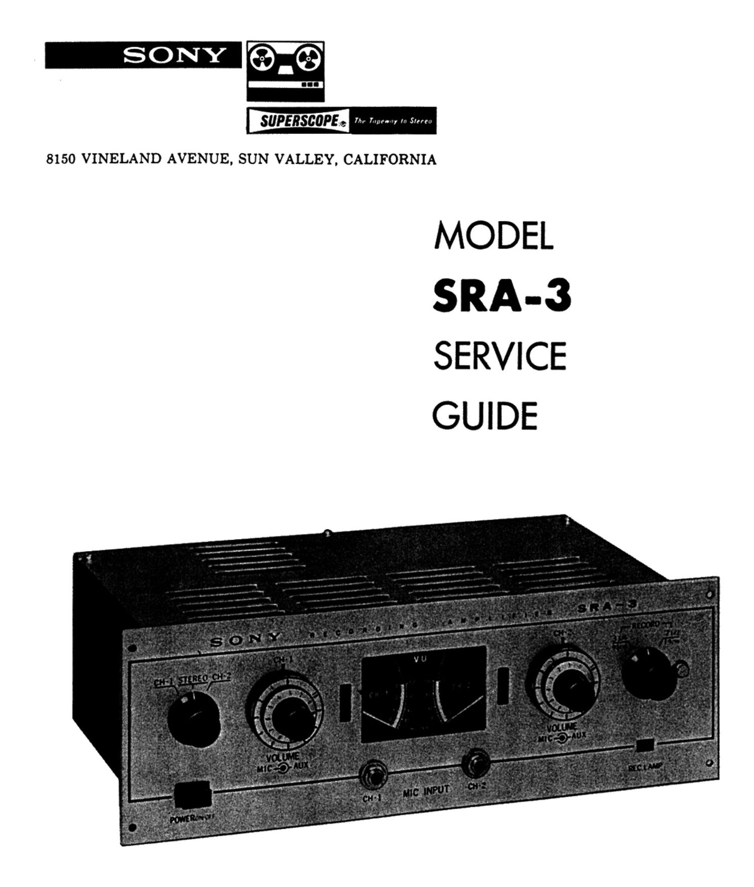 sony sra 3 service manual