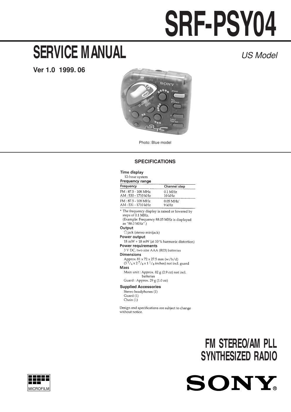 sony srf psy 04 service manual