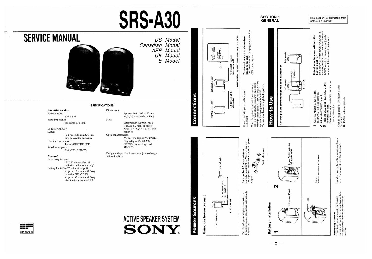 sony srs a 30 service manual