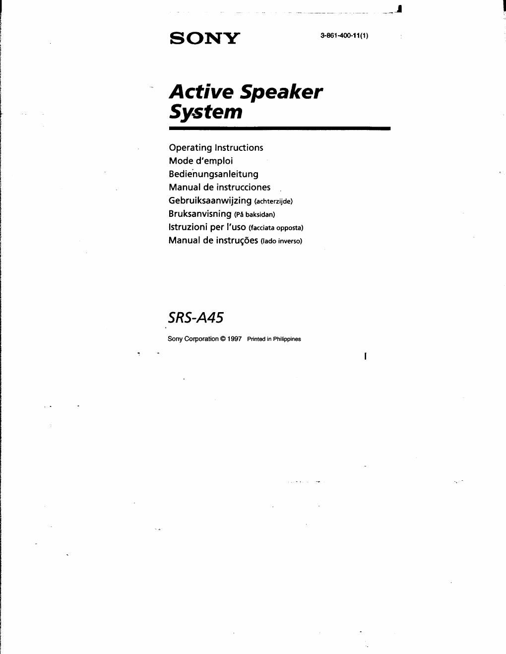 sony srs a 45 owners manual