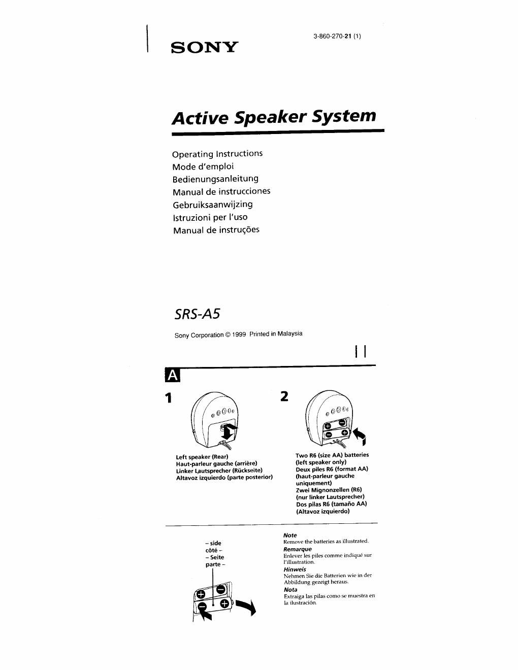 sony srs a 5 owners manual