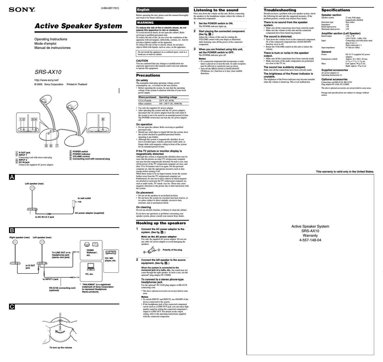 sony srs ax 10 owners manual