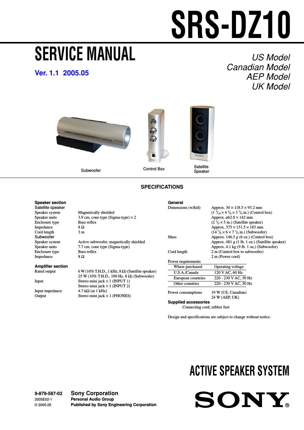 sony srs dz 10 service manual