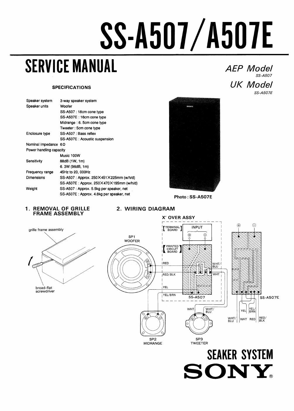 sony ss as 507 e service manual