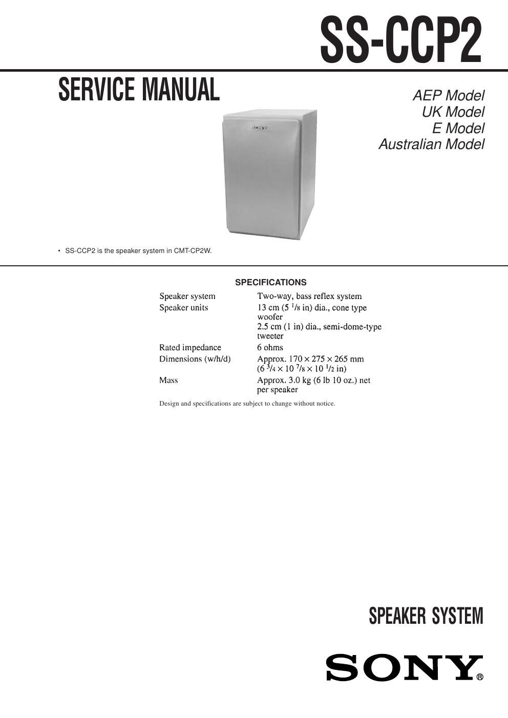 sony ss ccp 2 service manual