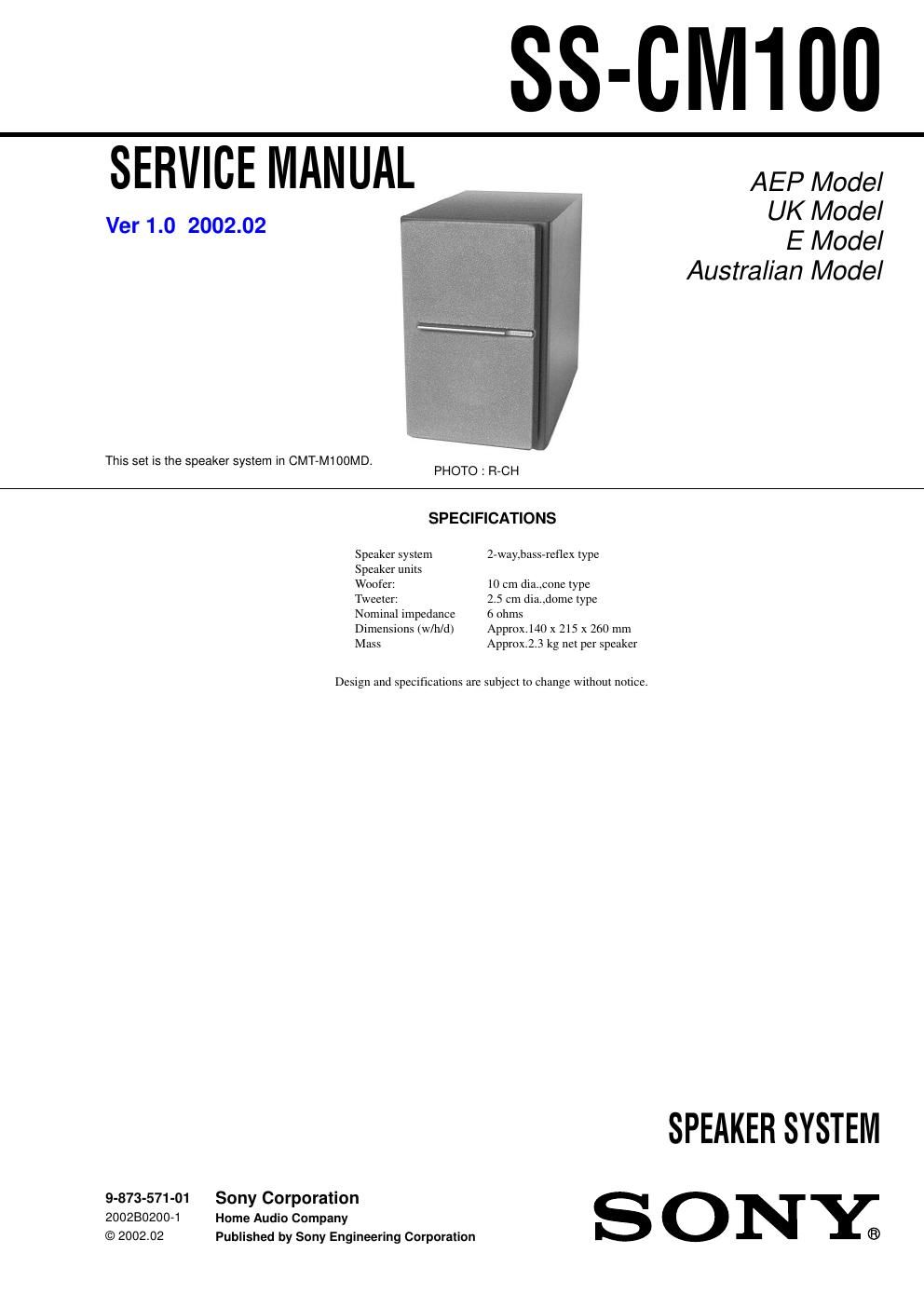 sony ss cm 100 service manual