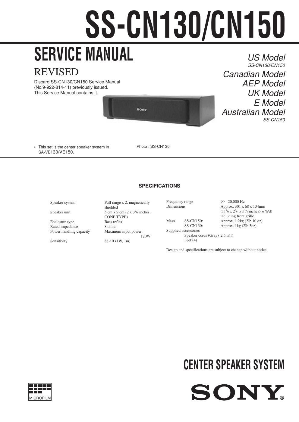 sony ss cn 130 service manual