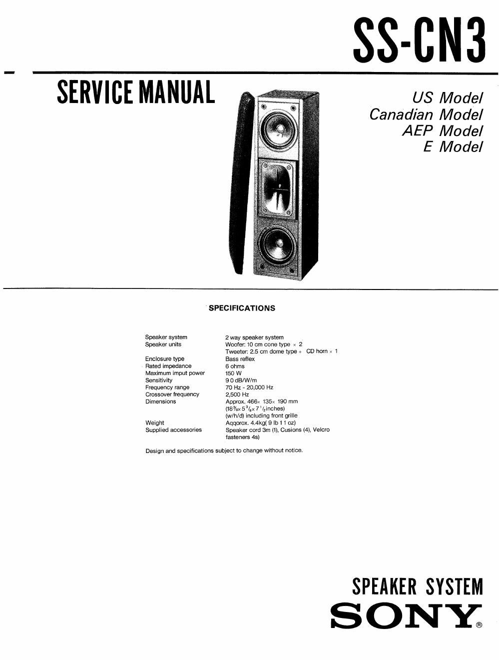 sony ss cn 3 service manual