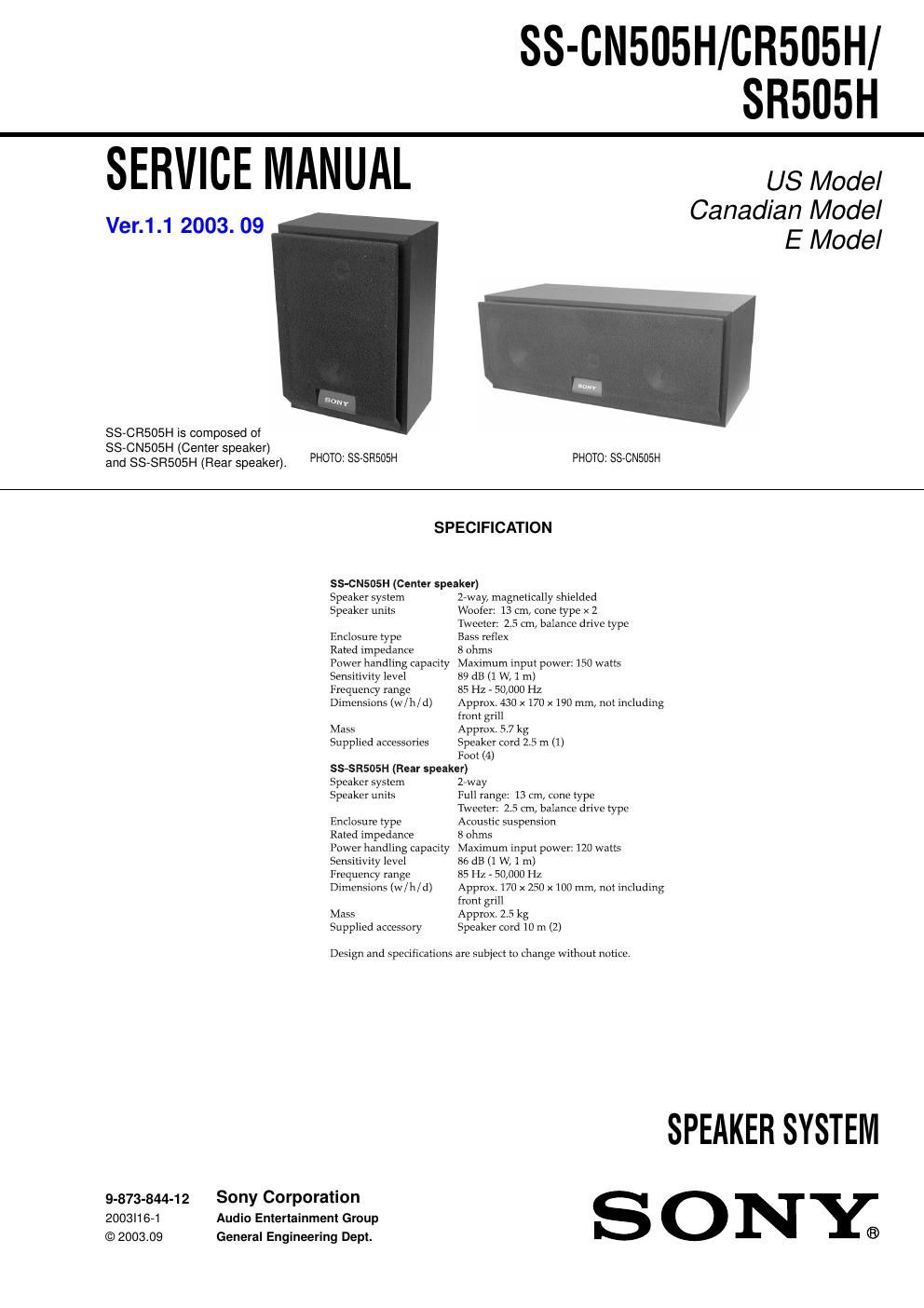 sony ss cn 505 h service manual