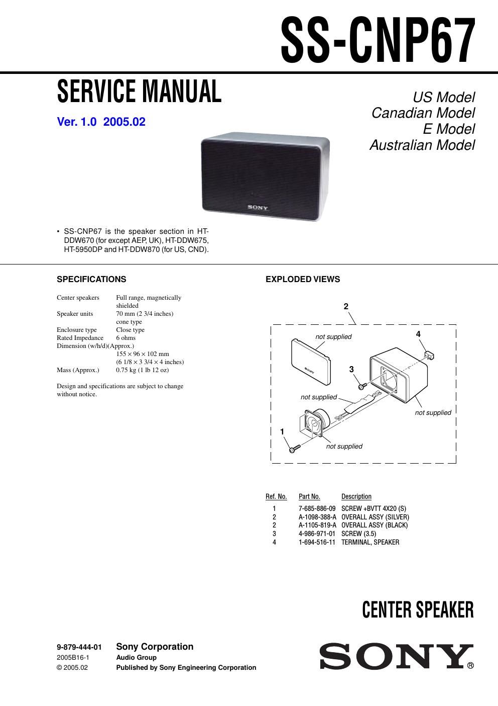 sony ss cnp 67 service manual